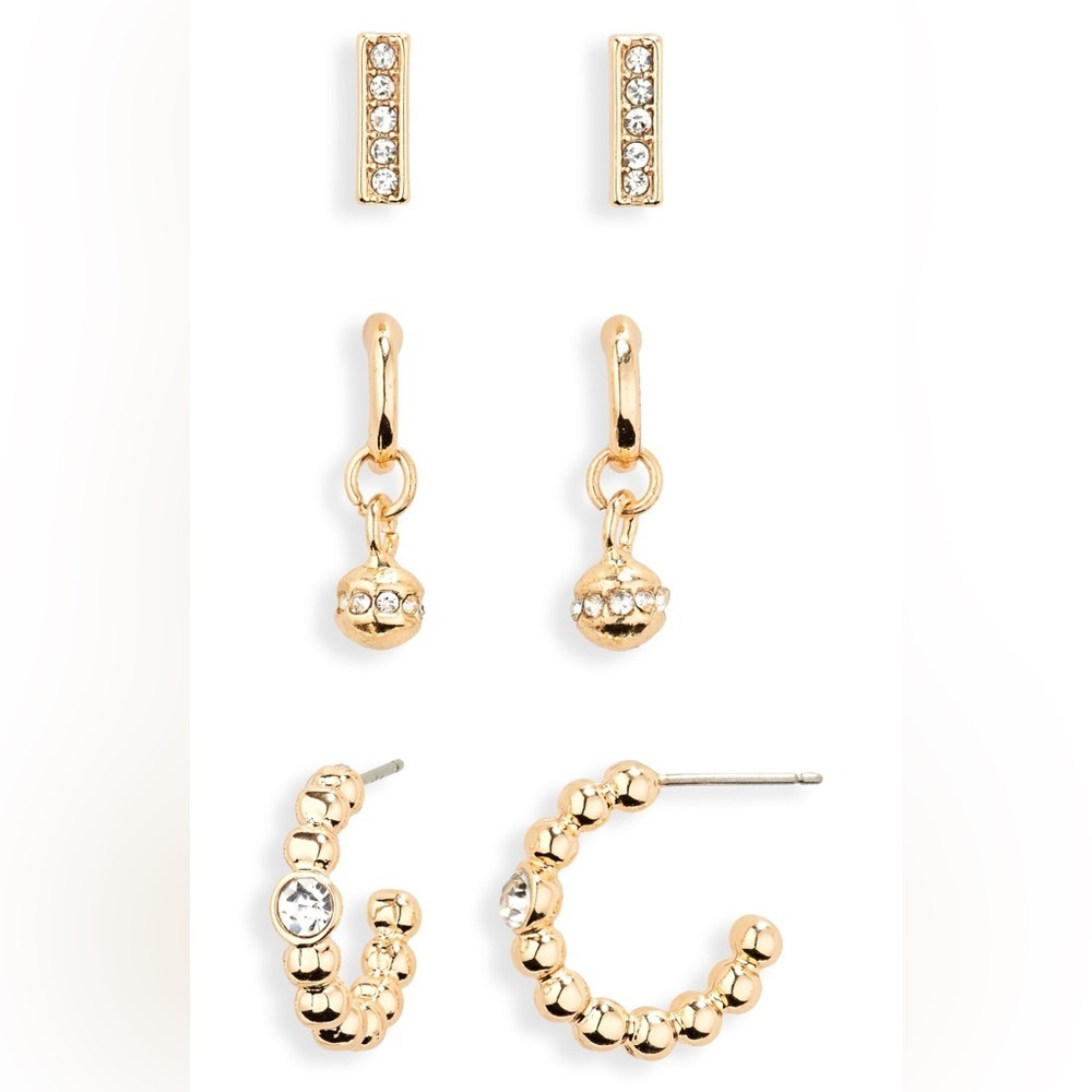 NWT Set Of 3 Pavé Hoop Earrings